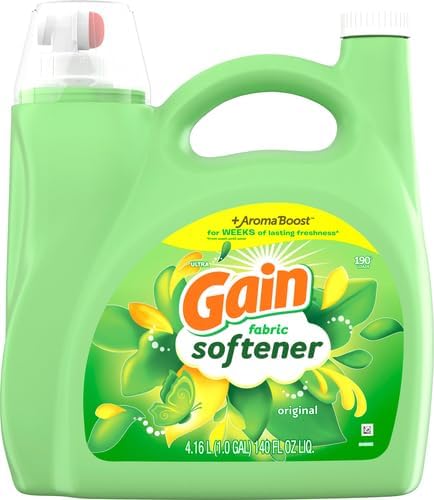 Gain Liquid Fabric Softener,Original Scent,140 FL OZ,190 Loads,Liquid Fabric Softener For Soft,Fresh Laundry,(Pack of 2)