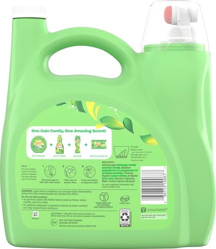 Gain Liquid Fabric Softener,Original Scent,140 FL OZ,190 Loads,Liquid Fabric Softener For Soft,Fresh Laundry,(Pack of 2)