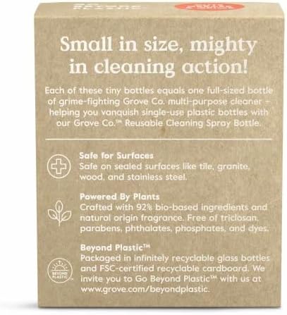 Grove Co. Multi-Purpose Cleaner Concentrate Refills, 2 x 1fl oz | Orange & Rosemary; 2 refills; Plant-based; No plastic waste; Ammonia & chlorine free; No Harsh Chemicals