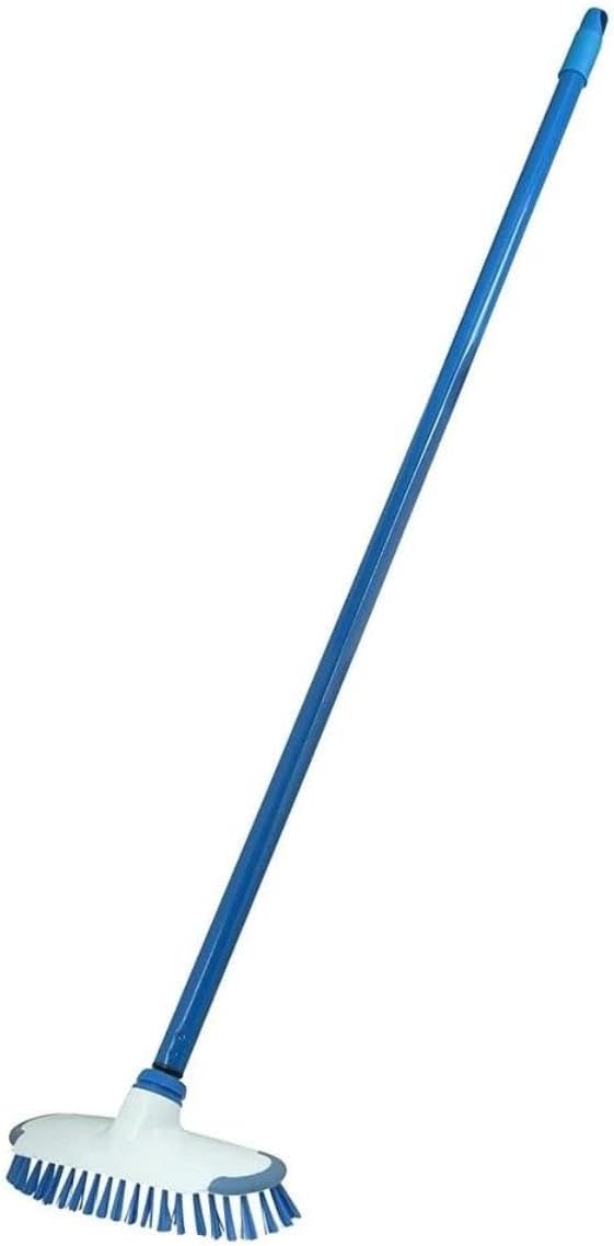 Superio Deck Scrub Brush with Long Handle (54 Inches) Heavy Duty Stiff Bristles Grout Scrubber with Scraper - Cleans Hot Tub, Swimming Pool, Granite Tiles, Bathroom, Patio, Kitchen, Wall and Deck