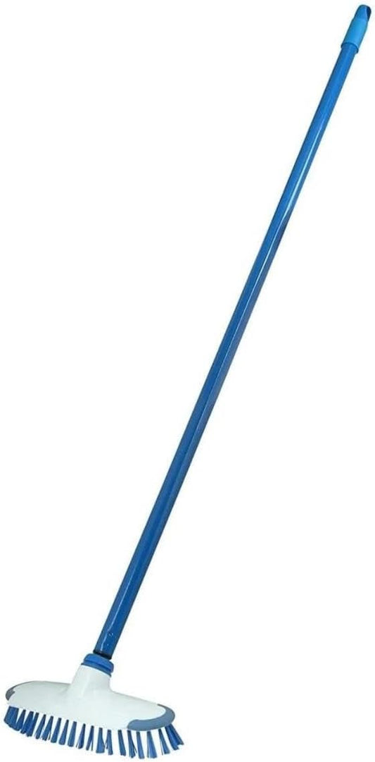 Superio Deck Scrub Brush with Long Handle (54 Inches) Heavy Duty Stiff Bristles Grout Scrubber with Scraper - Cleans Hot Tub, Swimming Pool, Granite Tiles, Bathroom, Patio, Kitchen, Wall and Deck