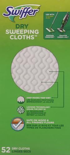 Swiffer Sweep + Mop,Dry Pads Refill,Floor Cleaner for Dirt,Dust,Hair,Cleaning Cloths for Mopping Home,Bathroom,Kitchen,Dust Mop,Floor Duster,Unscented,52ct,(Pack of 3)