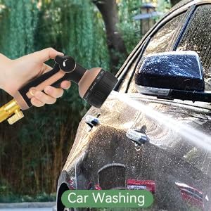 Garden Hose Nozzle Heavy Duty,Metal Water Hose Nozzle with 10 Adjustable Spray Patterns, High Pressure Hose Sprayer Nozzle Thumb Control On Off Valve for Lawn & Plant Watering, Car & Pet Washing