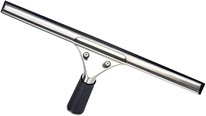 45cm 18in Grip Glass Squeegee for Window Cleaning,Stainless Steel All Purpose Squeegee with Non-Slip Handle for Shower Doors Window Car Mirror Glass (18in/45cm, Black)