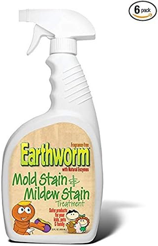 Earthworm Mold Stain and Mildew Stain Remover Spray Treatment - Natural Enzymes, Safer for Family, Environmentally Responsible - 22 oz (Pack of 6)