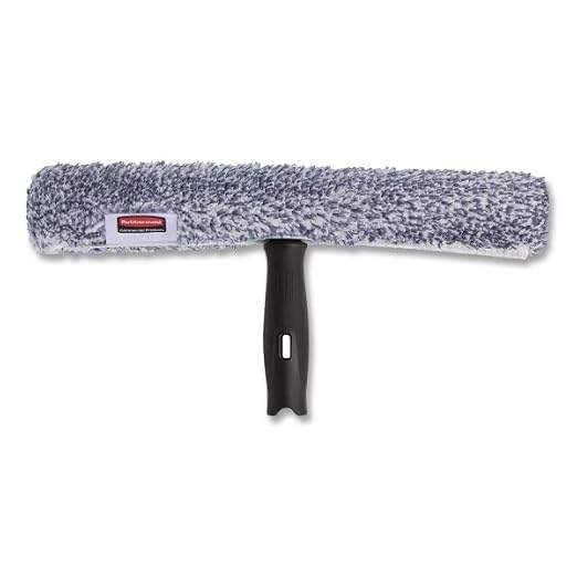 Rubbermaid Commercial Products Microfiber Glass Washer, 14 Inch | Quick-Connect Compatible, Integrated Edge Scrubber, High-Absorbency Sleeve, 100 Launder Cycles, Ergonomic Handle