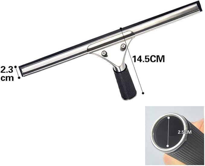 45cm 18in Grip Glass Squeegee for Window Cleaning,Stainless Steel All Purpose Squeegee with Non-Slip Handle for Shower Doors Window Car Mirror Glass (18in/45cm, Black)