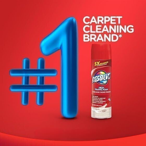 R'esolves High Traffic Carpet Cleaner Foam, Unscented, 3X Dirt Removal, Stain-Resistant Carpet Solution and Odor Remover, 22 oz, Single Pack
