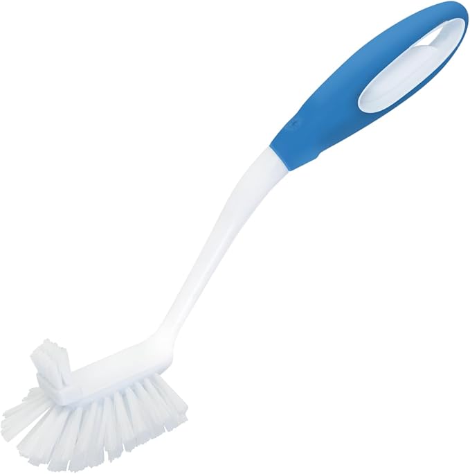 LOLA Pro Utility All Purpose Kitchen Cleaning Brush, Durable Bristles, Comfort Ergonomic Rubber Non-Slip Grip, Built-in Food Scraper, 1 Count