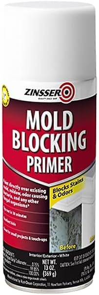 Rust-Oleum Zinsser 287512-6PK Mold Blocking Spray Primer, White, 13.00 Fl Oz (Pack of 6)