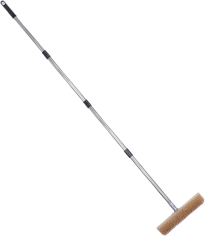 Heavy Duty Stainless Steel Wire Scrub Brush with Long Handle Moss Remover Wire Broom Outdoor Floor Scrub Brush for Patio Deck Garden Garage (30cm / 11.8in)