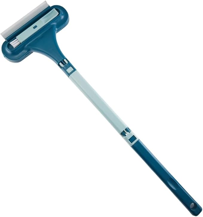Window Screen Cleaning Brush, 2 in 1 Screen Cleaner Tool with Squeegee, Multi-Purpose for Patio, Door, Porch Screens (Blue)
