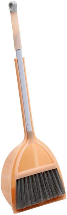 Mini Broom with Dustpan for Kids,Little Housekeeping Helper Set (Light Orange)