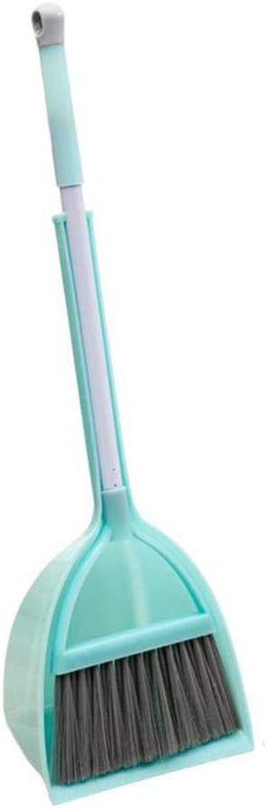 Mini Broom with Dustpan for Kids,Little Housekeeping Helper Set (Light Blue)