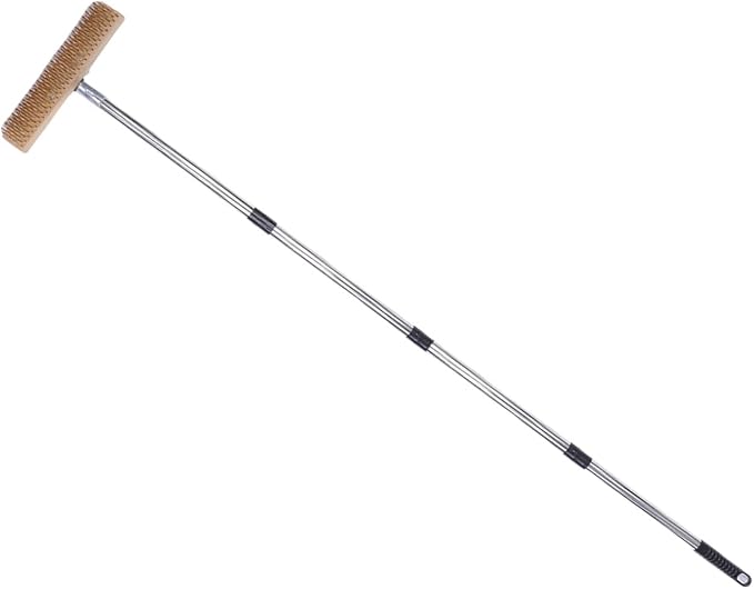 AYNEFY Long Handle Scrub Brush Stainless Steel Wire Scrub Brush Outdoor Tool Deck for Patio Concrete Garage Floors Supplies (30cm / 11.8in)