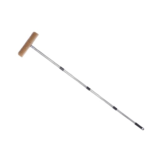 Heavy Duty Stainless Steel Wire Scrub Brush with Long Handle Moss Remover Wire Broom for Patio Deck Garden Garage, Outdoor Floor Scrub Brush (30cm / 11.8in)
