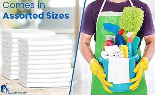 Nabob Wipers New Lint Free Cloth (30 Pack) - 100% Cotton Cleaning Rags Exact Cut - Premium White Rags for Cleaning House - White Rags for Dusting, Staining, Polishing, Painting 18"x18"