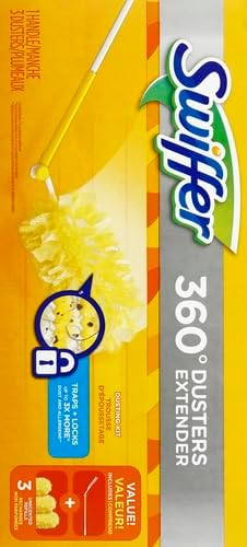 Swiffer Duster Kit with 3 ft Extendable Handle, Heavy Duty Dusting Starter Kit with 3 Refills, for Ceiling Fans, Vents and Hard to Reach Places (Pack of 6)