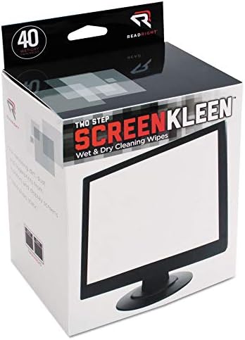Read Right Two Step ScreenKleen Wet and Dry Cleaning Wipes (RR1305) | Twin packs contain one pre-saturated wipe to remove | Alcohol-Free Cleani | Efficient and Convenient Method | Always Refer