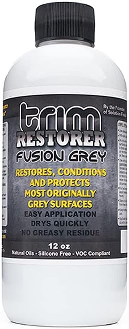 Solution Finish - Fusion Grey Trim Restorer - Restores Faded Grey Plastic Exterior Trim to Like-New Finish - No-Wet Matte Finish, Silicone-Free - 12 oz