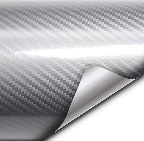VVIVID Epoxy High Gloss Carbon Vinyl Automotive Wrap Film DIY Easy to Install No Mess (6ft x 5ft, Silver)