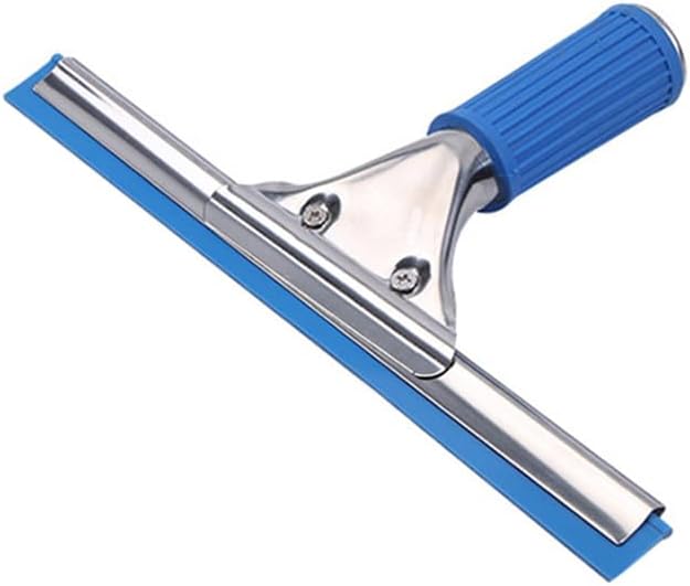 Professional 10” Performance Grip Window & Glass Cleaning Squeegee - Cleaning Supplies, Squeegee for, Auto Home Kitchen Bathroom Shower Mirror Wiper with Blue Rubber Water Blade(10in/25cm, Blue)