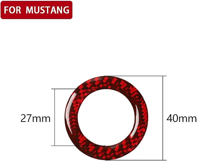 Real Carbon Fiber Trim for Ford Mustang Accessories | for 2009 2010 2011 2012 2013 Ignition Switch Cover Engine Start Stop Key Ring Interior Thick Overlay Decal
