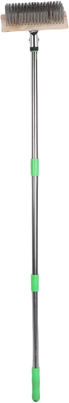 Scrub Brush, Stainless Steel Wires Heavy Duty Floor Scrubber, Wire Cleaning Brush with Detachable Adjustable Handle for Concrete Patio Deck Garden Garage Outdoor Surfaces