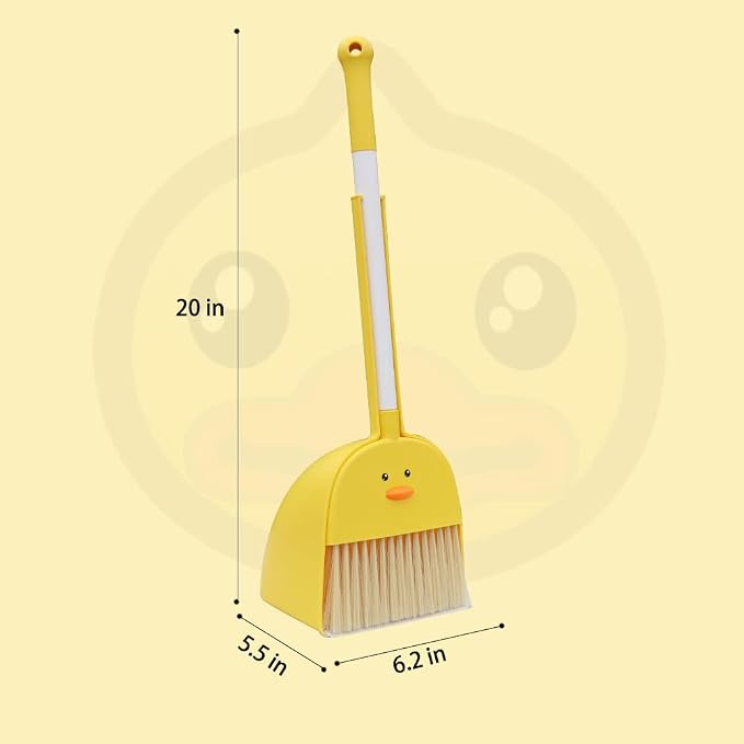Mini Broom with Dustpan for Kids,Boys Girls Small Cleaning Set, Combo Pretend Play Toys Toddler Little Housekeeping Helper Set-Yellow Duck…