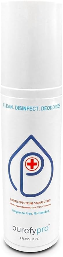 Purefypro Disinfectant Spray (4oz, 1pk) - Kills 99.9999% MRSA, E Coli, Norovirus, Flu and Hepatitis Viruses, HIV Virus, Viruses, VRE, Drug Resistant Germs, Fungi, No Rinse, No Residue