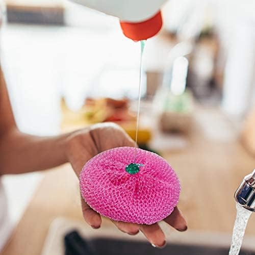 Blulu 30 Pieces Plastic Dish Scrubbers for Dishes Pot Round Nylon Pad, Mesh Scouring Non Scratch Pads (Rainbow Colors)