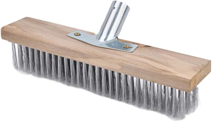 Stainless Steel Wire Scrub Brush for Deck, Concrete, Patio Floor Cleaning, Heavy Duty Bristle Scrubber Broom for Moss Removal(30cm/11.81in)