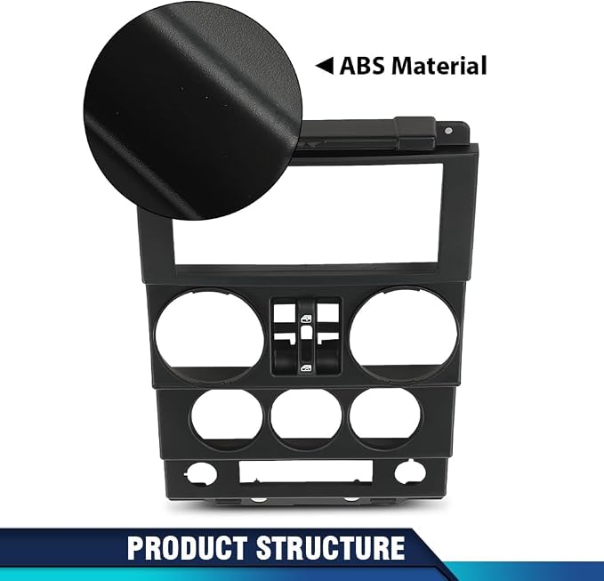 PIT66 Center Dash Bezel Trim Fit Jeep Wrangler 2007-2010 4 Door | Dashboard Cover Panel Fit Jeep Wrangler JK 2007-2010, Instrument Panel Bezel Replacement, Fits 4 Door Only