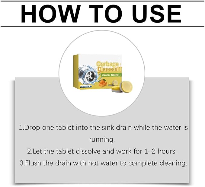 Garbage Disposal Cleaner Tablets, Foaming Tablets for Garbage Disposal, Gentle for Kitchen Drain Cleaning Care (1box)