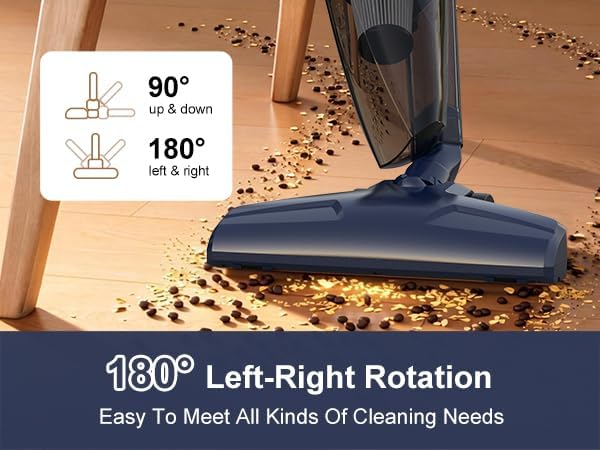 Corded Small Vacuum Cleaners for Home Stick Lightweight VA001 | Powerful Suction, Self-standing, HEPA, Handheld with 180°Left-Right Steering for Pet Hair Hard Floors Carpet Car Office