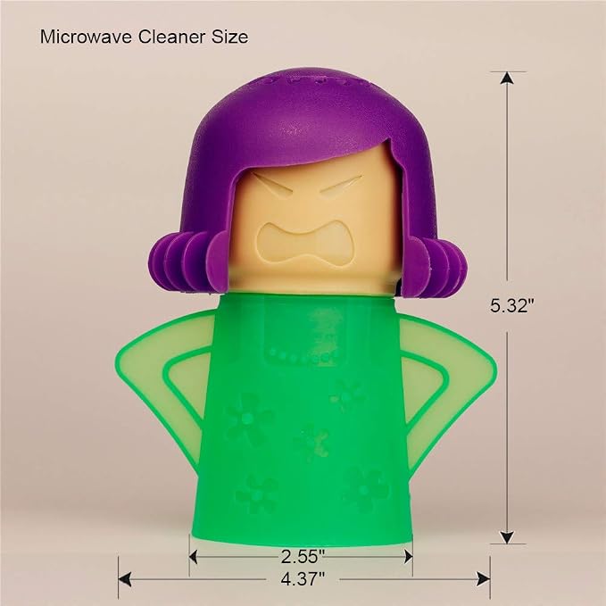 Asltw Angry Mama Microwave Steam Cleaner for Microwave Oven Cleaning, Vinegar Steam Deodorizer Kitchen Cleaning Tool, Reusable BPA Free Steam Cleaning Gadget for Fast Odor & Stain Removal (Green)