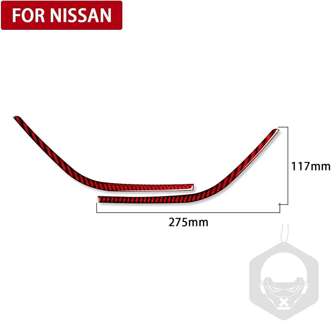 Red Real Carbon Fiber Trim for Nissan Rogue Accessories | for 2014 2015 2016 S SL SV Rear Tail Lamp Eyebrow Eyelid Strip Sticker Exterior Thick Overlay Decal