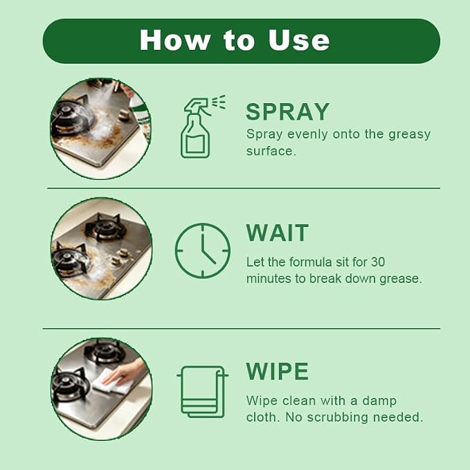 Kitchen Cleaner Remover Spray for Oil Stains, Multifunctional Kitchen Appliance Cleaner for Stove, Countertop, Sink & Oven,4 fl oz