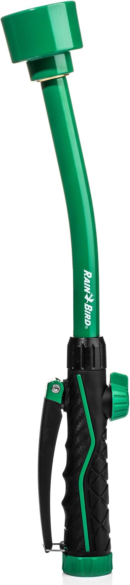 Rain Bird TRNZLWAND16 Watering Wand Garden Hose Nozzle, 16 Inch - Front Trigger Shower Spray Pattern with Flow Control Knob, Trigger Lock, Non-Slip Ergonomic Grip, 3/4 Inch GHT - Green and Black