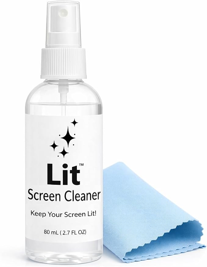 Spray Kit (80 mL) + Microfiber Cloth — for Phone, iPad, Tablet, Laptop, Monitor, TV, Camera Lenses & Eyeglasses — Streak-Free, Alcohol-Free & Ammonia-Free, Travel Size