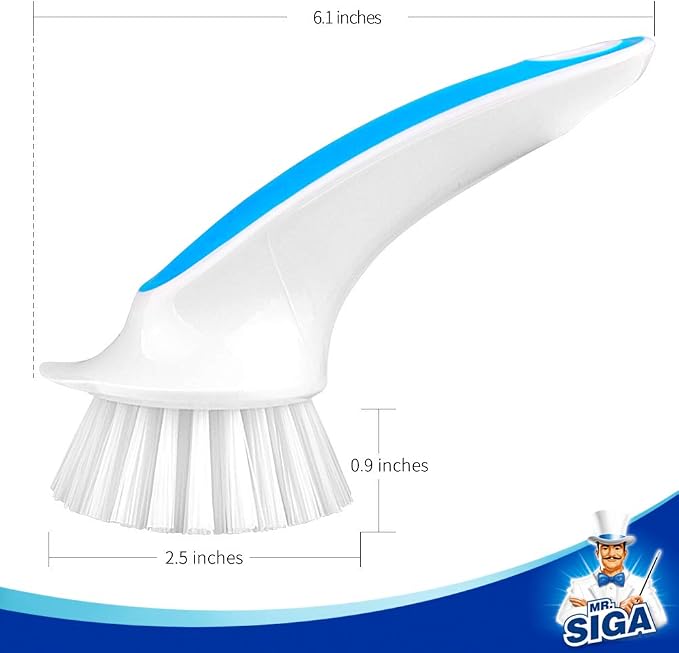 MR.SIGA Pot and Pan Cleaning Brush, Dish Brush for Kitchen, Lake Blue, Pack of 2