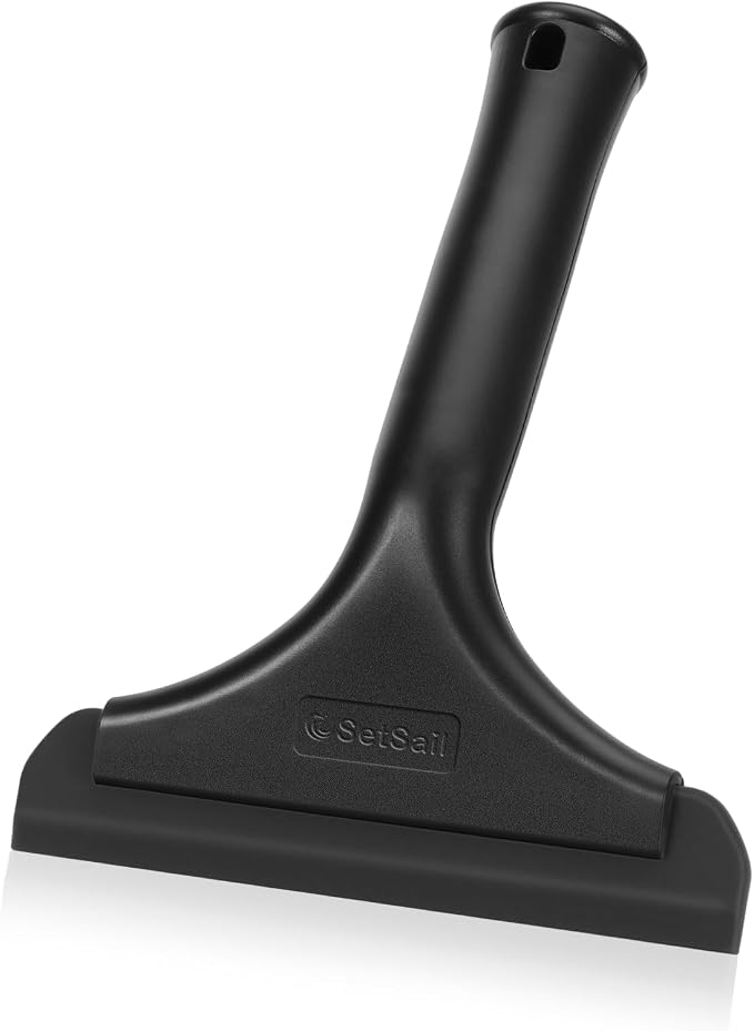 SetSail Shower Squeegee for Glass Doors, Small Squeegee for Shower Glass | Mini Silicone Squeegee for Window, Glass Door, Bathroom, Mirror, Car Window, All Black