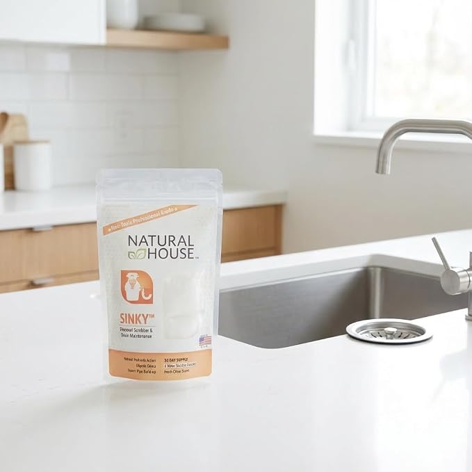 Natural House Sinky - Probiotic Garbage Disposal & Drain Cleaner Pods - Breaks Down Grease - Citrus Scent - Septic Safe - 4 Pack
