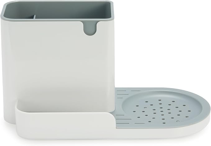 Amazon Basics Kitchen Sink Caddy Organizer for Sponge and Brush Storage, Large, White