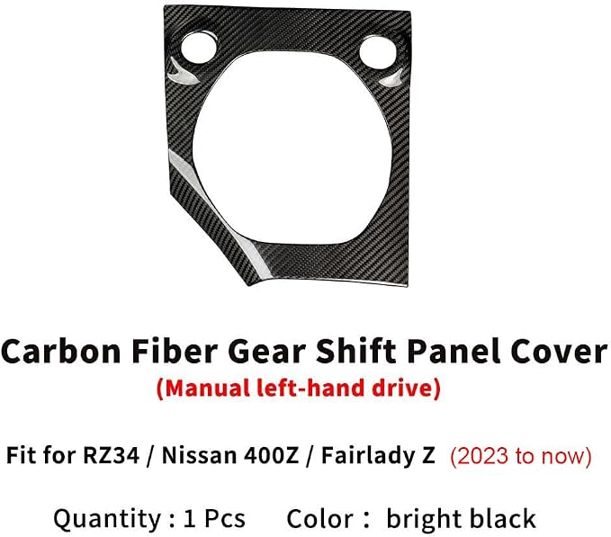 JSWAN Real Carbon Fiber Ultra Thin Center Console Gear Panel Cover Fit for Nissan Z 400Z RZ34 Fairlady Z (2023 2024 2025 2026 up) Manual Gear Shift Panel Frame Cover