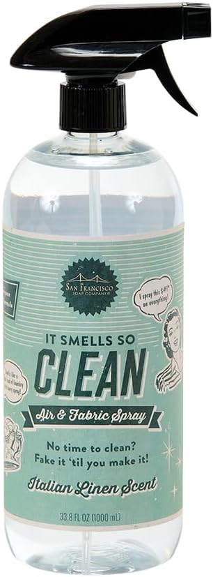 San Francisco Soap Company Smells So Clean Linen Spray | Italian Linen | 33.8 fl oz | Fresh Spray | Multi-Purpose and Dye Free