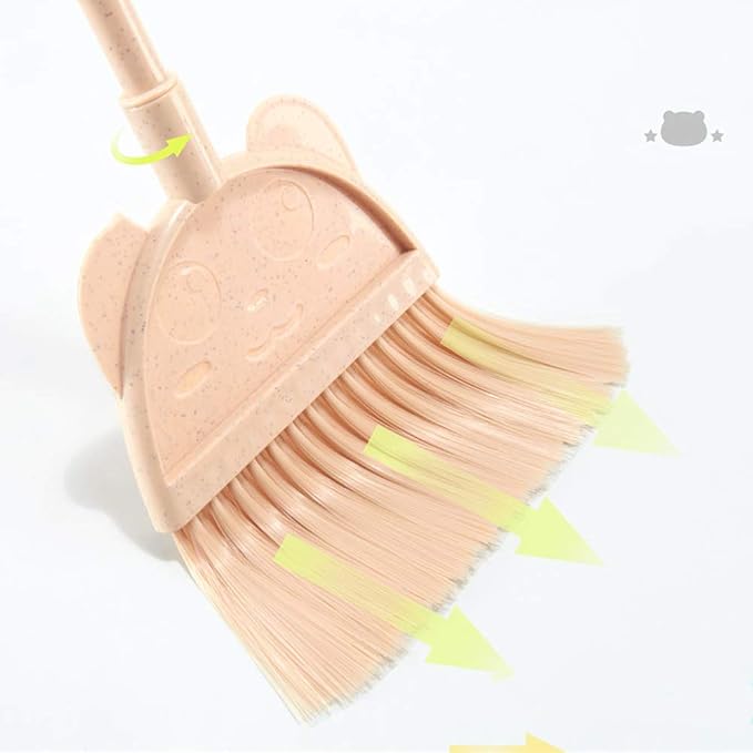 Mini Broom with Dustpan for Kids,Little Housekeeping Helper Set (Pink)