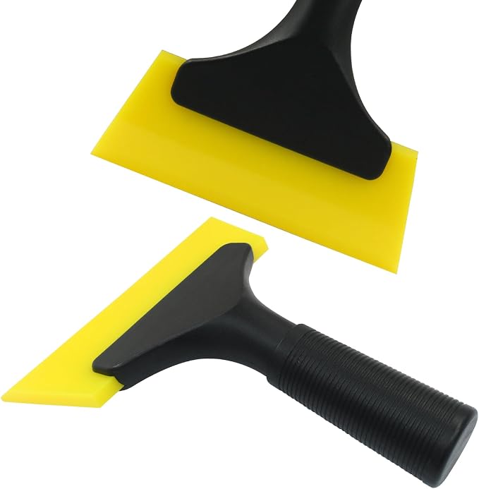 Hordion 2Pcs Small Squeegee 5" Rubber Blade Window Tint Squeegee Yellow | Mini Wiper for Car Windshield Mirror Shower Auto Cleaning