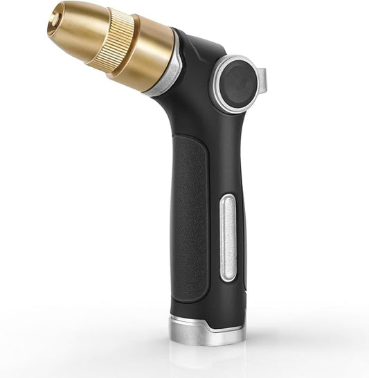 RESTMO Garden Hose Nozzle, Heavy Duty Water Hose Sprayer for Outdoor | Zinc Alloy Metal, Thumb Control, Precise Flow, Adjustable Spray Patterns, Leak-proof, Ideal for Lawn & Plant & Car, Silver