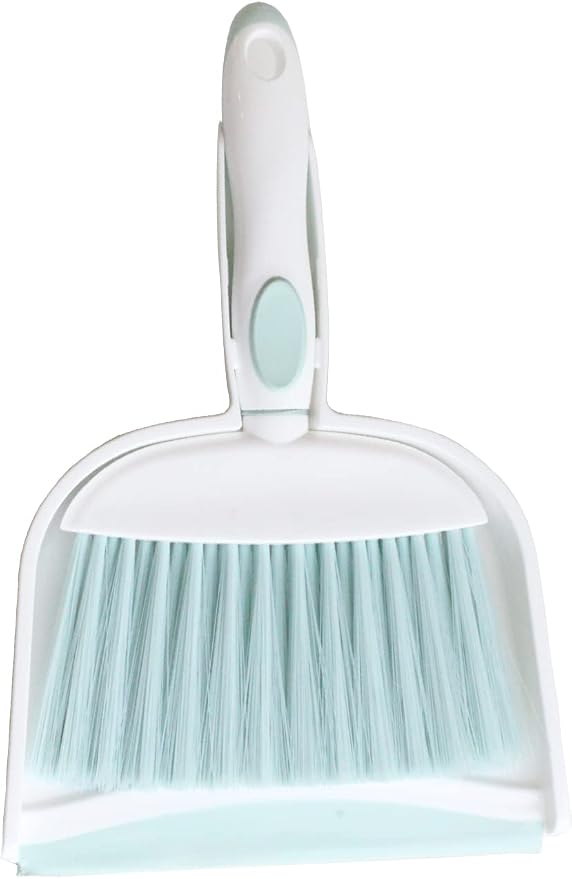 Mini Broom and Dustpan Set-Mini Whisk Set for Desk, Housekeeping, Office, Kitchen, Pet Nest, etc.,Daily Cleaning Necessity Plastic Mini Dustpan Set (Light Green)
